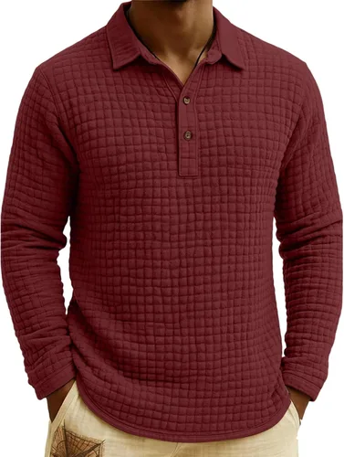 Vista 20 de Polo de punto para hombre, manga larga, ligero, informal, con cuello