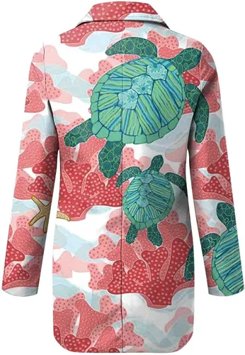 Vista 3 de Abrigos largos para mujer, estilo casual, con estampado de moda, manga con solapa, ajuste delgado, chaqueta de invierno