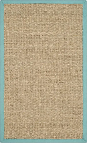 Vista 105 de SAFAVIEH Natural Fiber Collection NF114A - Alfombra de pasillo de hierba marina con patrón de tejido de cesta y borde, de 2 pies 6 pulgadas x 16