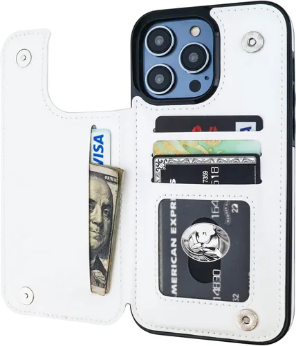 Vista 14 de ONETOP Compatible con iPhone 14 Pro Max Funda Cartera con Portador de Tarjetas, Funda de Cuero PU con Soporte Ranuras para Tarjetas, Doble Cierre