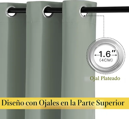 Vista 2 de NICETOWN - Juego de 2 paneles de cortinas opacas de 72 pulgadas de largo con ojales, cortinas sólidas con aislamiento térmico para oscurecimiento