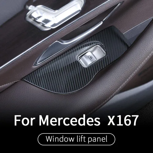 Vista 5 de Cubierta de panel de interruptor de elevación de ventana de fibra de carbono de acero inoxidable para Mercedes Benz GLE350 W167 450 400d 350e 53 amg