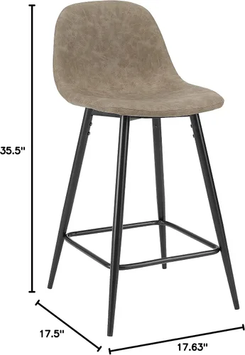 Vista 11 de Crosley Furniture Weston - Juego de 2 taburetes de bar tapizados con altura de mostrador, color marrón desgastado/negro mate