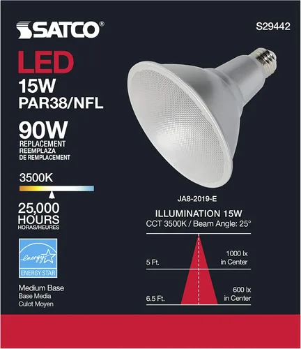 Vista 6 de Satco S29442 15 vatios; LED PAR38; 3500K; cumple con California 6