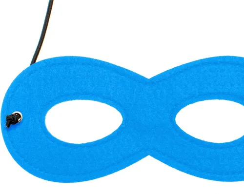Vista 3 de Lindas máscaras negras de ojos de superhéroe para niños pequeños, fiesta de cosplay, accesorio de Halloween, azul cielo