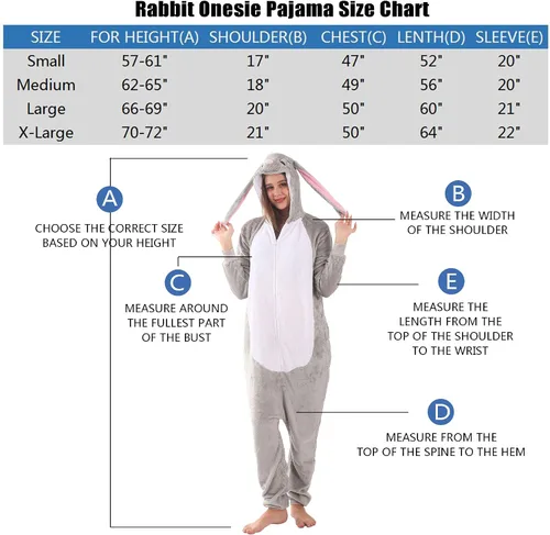 Vista 2 de LOBUJOU Pijama de una pieza para adultos, disfraz de dibujos animados de animales para mujeres y hombres, cosplay, Halloween, conejo gris