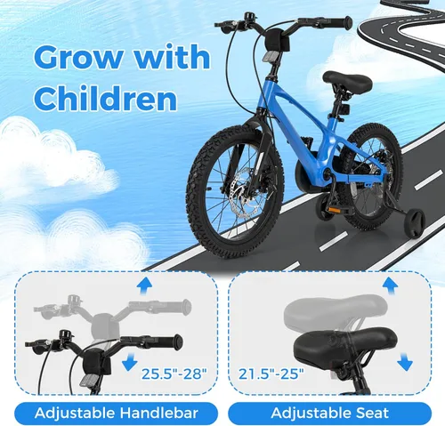 Vista 4 de BABY JOY Bicicleta para niños, bicicleta deportiva de aleación ligera de 16 pulgadas con frenos de disco dual, ruedas de entrenamiento, suspensión