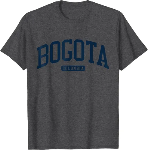 Vista 35 de Bogotá Colombia College University Style Camiseta azul marino, Blanco