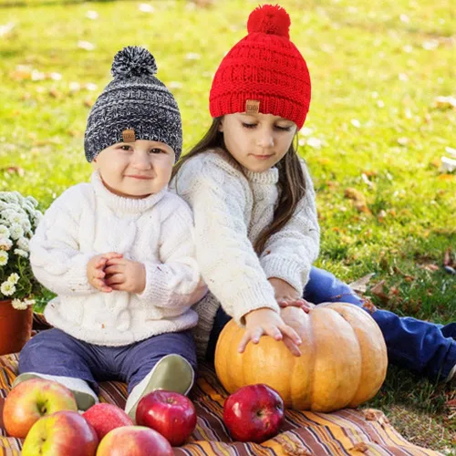 Vista 4 de REDESS Baby Kids Winter Warm Hats, Infant Toddler Children Pom Pom Beanie Knit Cap Girls Boys