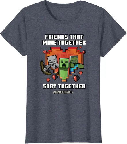 Vista 14 de Minecraft Camiseta de San Valentín Friends That Mine Together Mobs, Negro