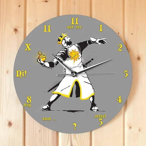 Vista 5 de Geek Alerts Banksy Python 1-2-5 Reloj de pared de cuarzo silencioso inspirado en el Santo de Antioquía, respetuoso con el medio ambiente, funciona