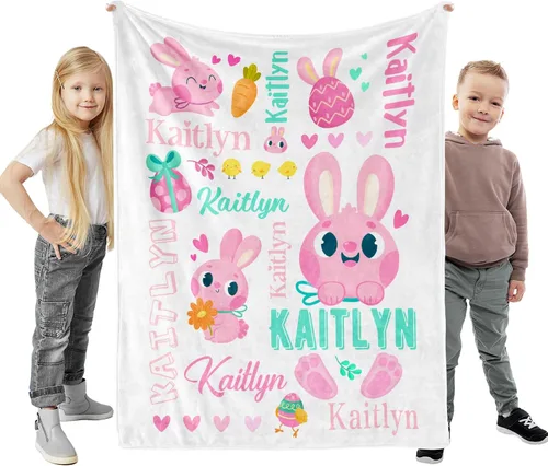 Vista 21 de Manta de bebé personalizada, manta con nombre personalizado para niños, bebés y adultos, mantas con animales personalizadas para niñas, niños