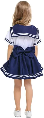 Vista 4 de Disfraz de luna marinera para niñas, uniforme escolar japonés Kawaii para cosplay, traje azul marino