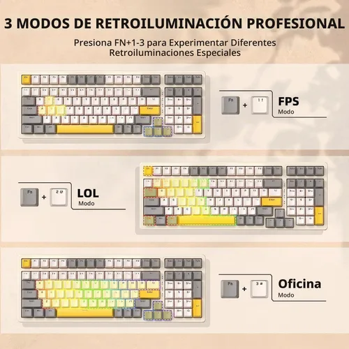 Vista 5 de Ajazz Teclado mecánico para juegos, intercambiable en caliente con almohadilla numérica, compacto USB con cable 100 teclas, teclas ABS de doble