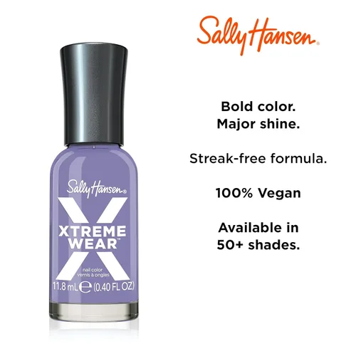 Vista 163 de Sally Hansen Xtreme Wear Esmalte de uñas sin rayas, acabado brillante, duradero, resistente a las astillas, transparente, color de uñas plateado 130