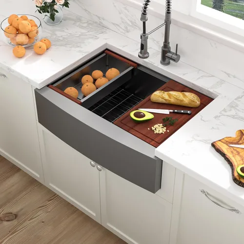 Vista 9 de Sarlai Fregadero de cocina de 30 unidades color negro, 30 x 22 pulgadas, fregadero de cocina de 30 x 22 pulgadas, fregadero de cocina de acero Acero