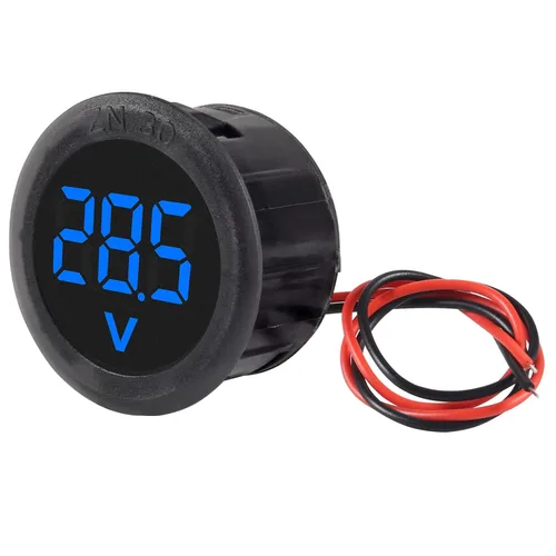 Vista 6 de 5 piezas DC 4-100V medidor de voltaje digital LED para auto, voltímetro de 2 cables redondo, medidor de voltaje y corriente digital DC, detector