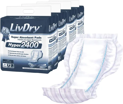 Vista 7 de LivDry Inserto de almohadilla de alta absorción para calzoncillos de incontinencia y pañales para adultos, mujeres y hombres, Hyper 1200