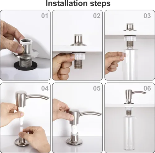 Vista 8 de GAGALIFE Dispensador de jabón para fregadero de cocina con botella grande de 17 onzas, dispensador de jabón para fregadero de cocina, recarga desde