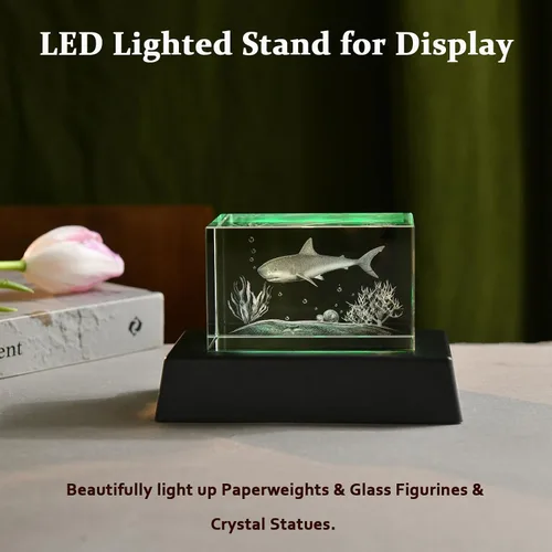 Vista 4 de IFOLAINA Base de luz LED, soporte de exhibición rectangular multicolor para arte de cristal, pedestal iluminado que cambia de color, pequeña base