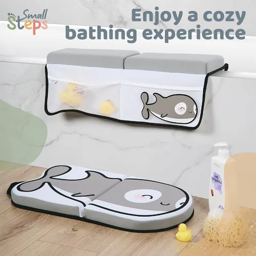 Vista 3 de Small Steps Juego de rodilleras y coderas de baño, almohadilla ergonómica para el baño del bebé con espuma viscoelástica y diseño antideslizante