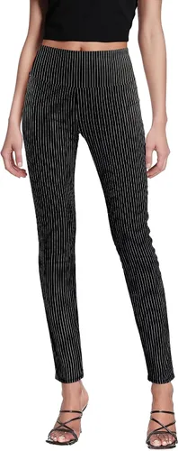 Vista 36 de Hybrid & Company Pantalón elástico súper cómodo con cintura elástica completa, de sarga milenaria 10571-Negro Blanco