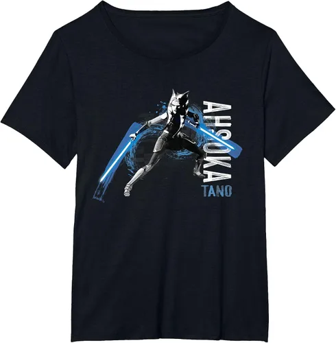 Vista 15 de Star Wars The Clone Wars Ahsoka Tano Dual Lightsabers Camiseta Asphalt Grey