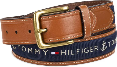 Vista 2 de Tommy Hilfiger Men's Fabric Inlay Casual Belt with Classic Harness Buckle