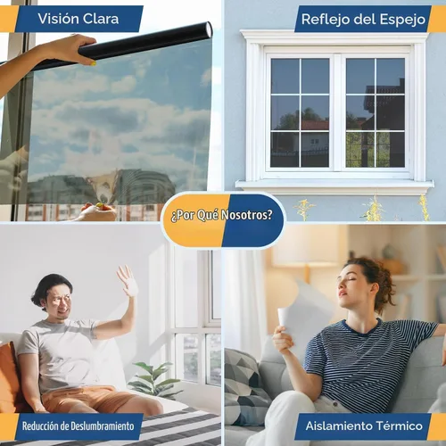 Vista 6 de rabbitgoo Película de Privacidad Unidireccional para Ventanas, Tinte de Ventana para el Hogar, Espejo Reflectante que Bloquea el Sol, Control