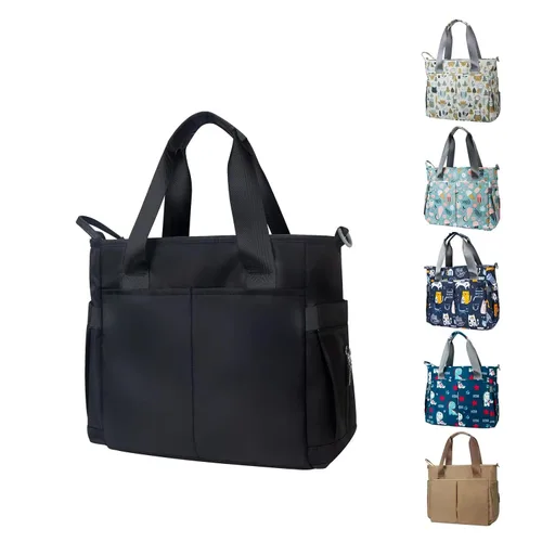 Vista 10 de Bolsa de pañales impermeable para mamá y papá, bolsas de viaje medianas multifunción (búho lindo)