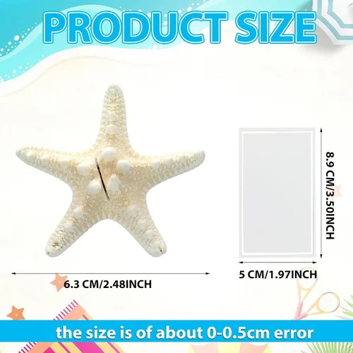 Vista 2 de Novabright Juego de 12 tarjeteros con diseño de estrella de mar real Knobby con juego de tarjetas, juego de tarjetas de conchas de mar para playa