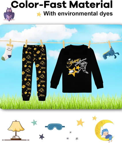 Vista 7 de DAUGHTER QUEEN Pijama para niños de 4 piezas, 100% algodón, talla 18 meses a 12 años