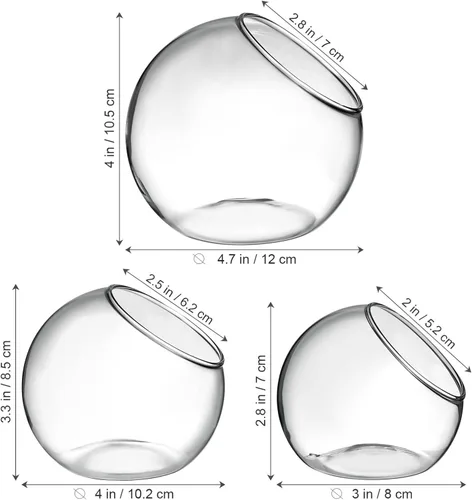 Vista 6 de Zerodeko 3 piezas de terrario de vidrio globo tazón terrario floral contenedor de burbujas transparentes plantador hidroponía maceta de vidrio