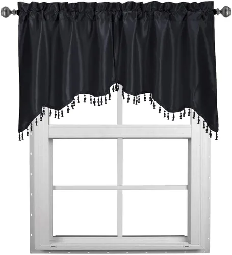 Vista 2 de Royal Hotel Bedding Soho - Cenefa con festón negro, patrón sólido de 35 x 30 pulgadas