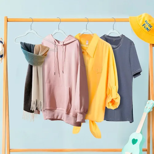 Vista 6 de Quality Hangers Perchas de plástico transparente para ropa, paquete de 50 – 17.5 pulgadas Perchas resistentes para ahorrar espacio y acrílico