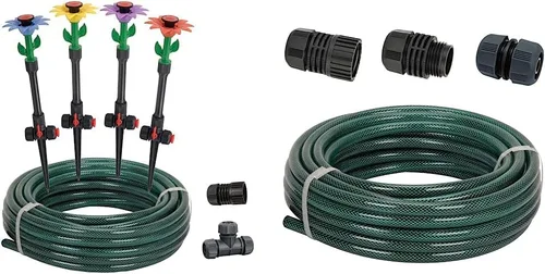 Vista 8 de Eden 98063 Sistema de riego de jardín con diseño flexible multiajustable y manguera de jardín de goma 94051 y rociador de jardín de diseño flexible