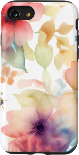 Vista 18 de iPhone 16 Lindo Pastel Floral Acuarela Rosa Azul Mujeres Patrón de Flores Caso