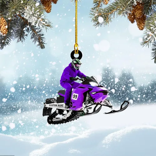 Vista 7 de Zapatos de motos de nieve personalizados personalizados adorno de Navidad de acrílico para amantes de motos de nieve (SM 1)