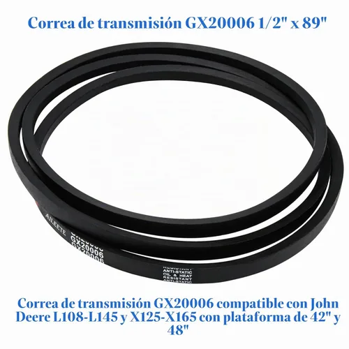 Vista 4 de GX20006 UC30568 Correa de transmisión 1/2 "x 89" para John Deere D110, D120, D125, D130, D140, D155, D160, D170, L110, L111, L118, L120, L130