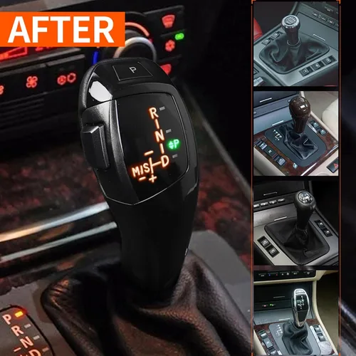 Vista 8 de KIMISS Pomo LED para palanca de cambios estilo F30, para E90 E92 E84 E89, transmisión automática, diseño LHD, palanca de cambios eléctrica