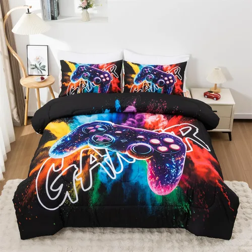 Vista 26 de Aimuan Gamer Gaming Juegos de Ropa de Cama Juegos de Edredón 3D Gamepad para Niños Consola de Juegos Botones de Acción Novedoso Controlador de Juego