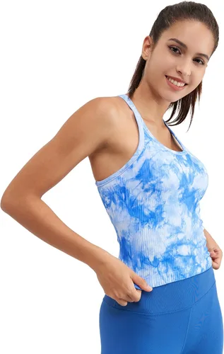 Vista 71 de sphinx cat - Camiseta corta de entrenamiento para mujer, camiseta sin mangas, acanalada, con espalda cruzada y brasier integrado