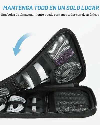 Vista 6 de Funda organizadora BAGSMART universal y portátil para cables y cargadores, Negro Accesorios de la tecnología, almacenamiento del cable