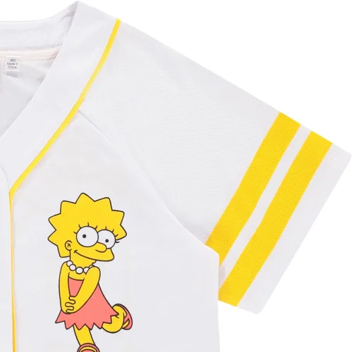 Vista 4 de The Simpsons Camiseta de béisbol para mujer - Lisa, Krusty, Bart and Homer Simpson malla con botones