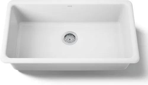 Vista 13 de KOHLER Iron/Tones K-5707-96 - Fregadero de cocina de 33 pulgadas en la parte superior/inferior, fregadero de cocina de un solo tazón, K-5707-96