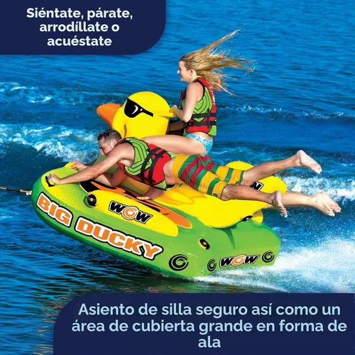 Vista 4 de Wow Sports Big Ducky - Tubo de cubierta remolcable – 1 – 3 personas – Capacidad de 510 libras – Diseño de pato – para navegación – Jóvenes y adultos