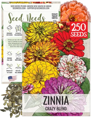 Vista 14 de Seed Needs State Fair - Semillas de zinnia para plantar flores cortadas mixtas, 1 paquete 4-Mezclado