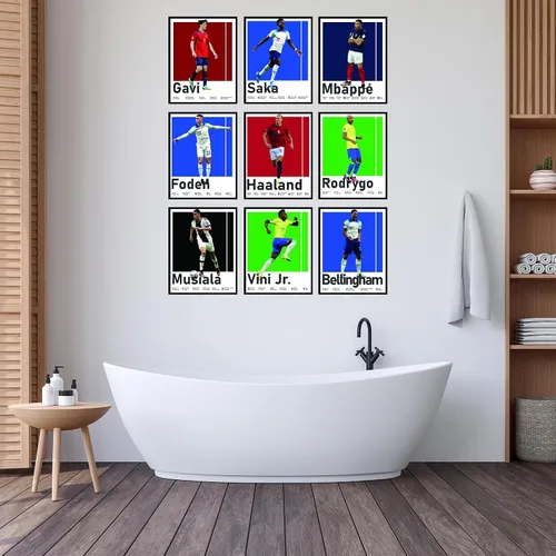 Vista 8 de BigWig Prints Pósteres de fútbol para dormitorio de niños, póster de jugador de fútbol, póster de Erling Haaland, Mbappe, Rodrygo, Gavi, Vini Jr