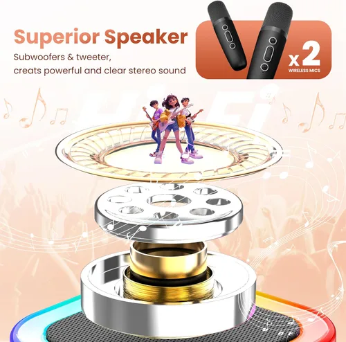 Vista 3 de Mini máquina de karaoke para niños y adultos, 2026, los mejores regalos de cumpleaños para niñas y niños de 3, 4, 5, 6, 7, 8 años, juguetes