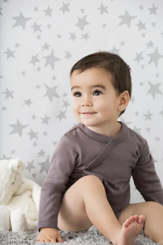 Vista 4 de Babysoy Mono tipo kimono de manga larga orgánico, moderno y sólido